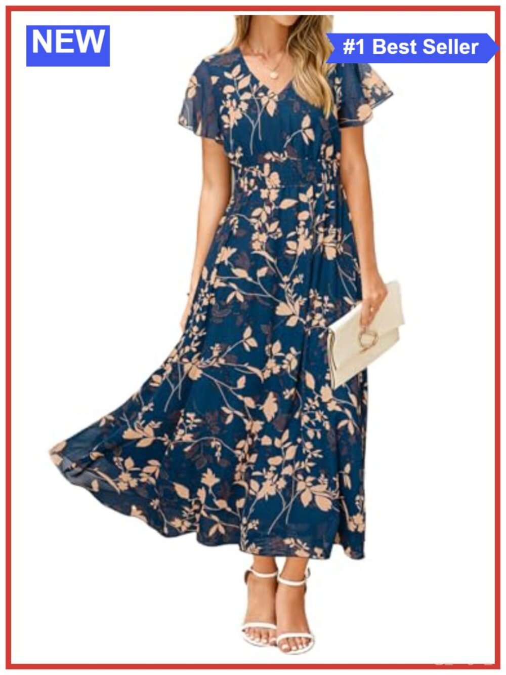 Simplee Womens Floral Maxi Dress - Short Sleeve Summer Boho Wedding Guest Dress
